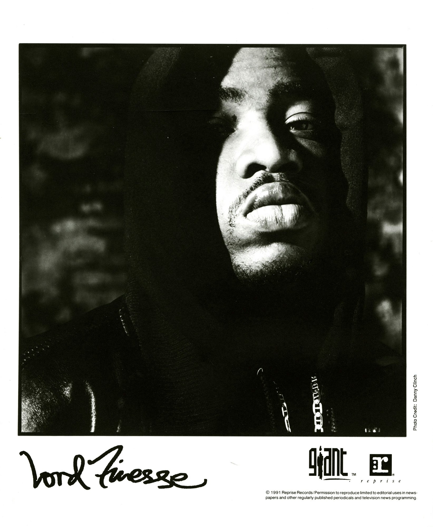 A 1991 Lord Finesse promo photo from Reprise Records. Photo by Danny Clinch. Courtesy of Adler Archives.